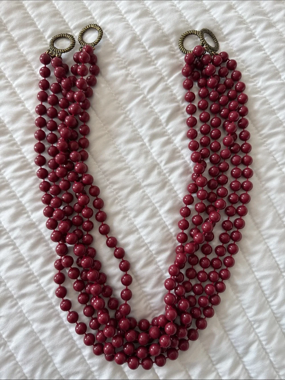 Vintage Multi-Strand Burgundy Beaded Curtain Tiebacks set of two